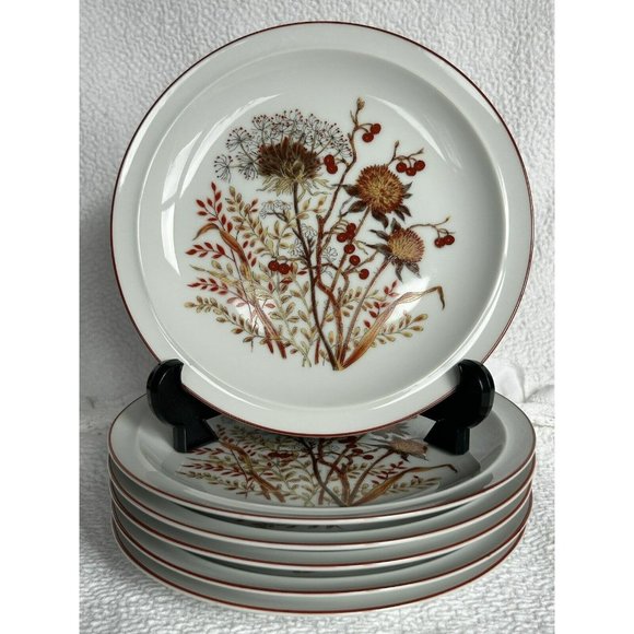 Fanci Florals Collection6 Snack Plates 7 1/2” Japan Genuine Porcelain China